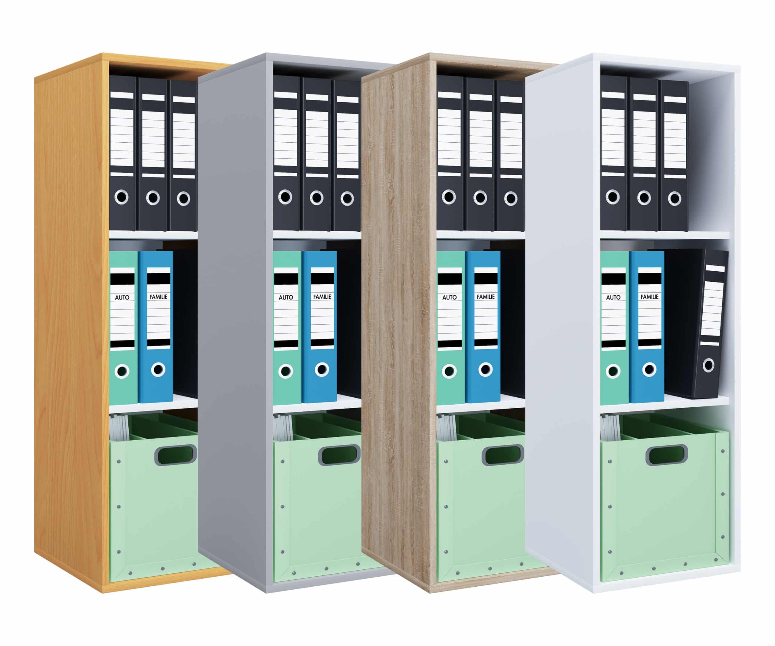 VCM Holzregal stehend   platzsparender Aktenschrank   Maße ca. H. 110 x B. 35 x T. 37 cm   Elegantes Regal   Büroregal – Lona I 3f