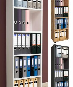 VCM Holzregal stehend   platzsparender Aktenschrank   Maße ca. H. 178 x B. 49 x T. 32 cm   Elegantes Regal   Büroregal – Ulas 5f