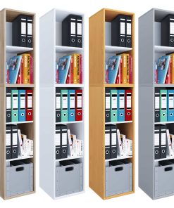 VCM Holzregal stehend   platzsparender Aktenschrank   Maße ca. H. 184 x B. 35 x T. 37 cm   Elegantes Regal   Büroregal – Lona I 5f