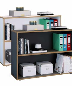 VCM Holzregal stehend   platzsparender Aktenschrank   Maße ca. H. 74 x B. 100 x T. 33 cm   Elegantes Regal   Büroregal – Salia 2fach B. 100 cm