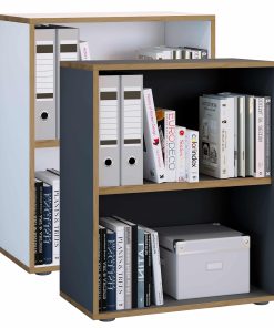 VCM Holzregal stehend   platzsparender Aktenschrank   Maße ca. H. 74 x B. 60 x T. 33 cm   Elegantes Regal   Büroregal – Salia 2fach B. 60 cm