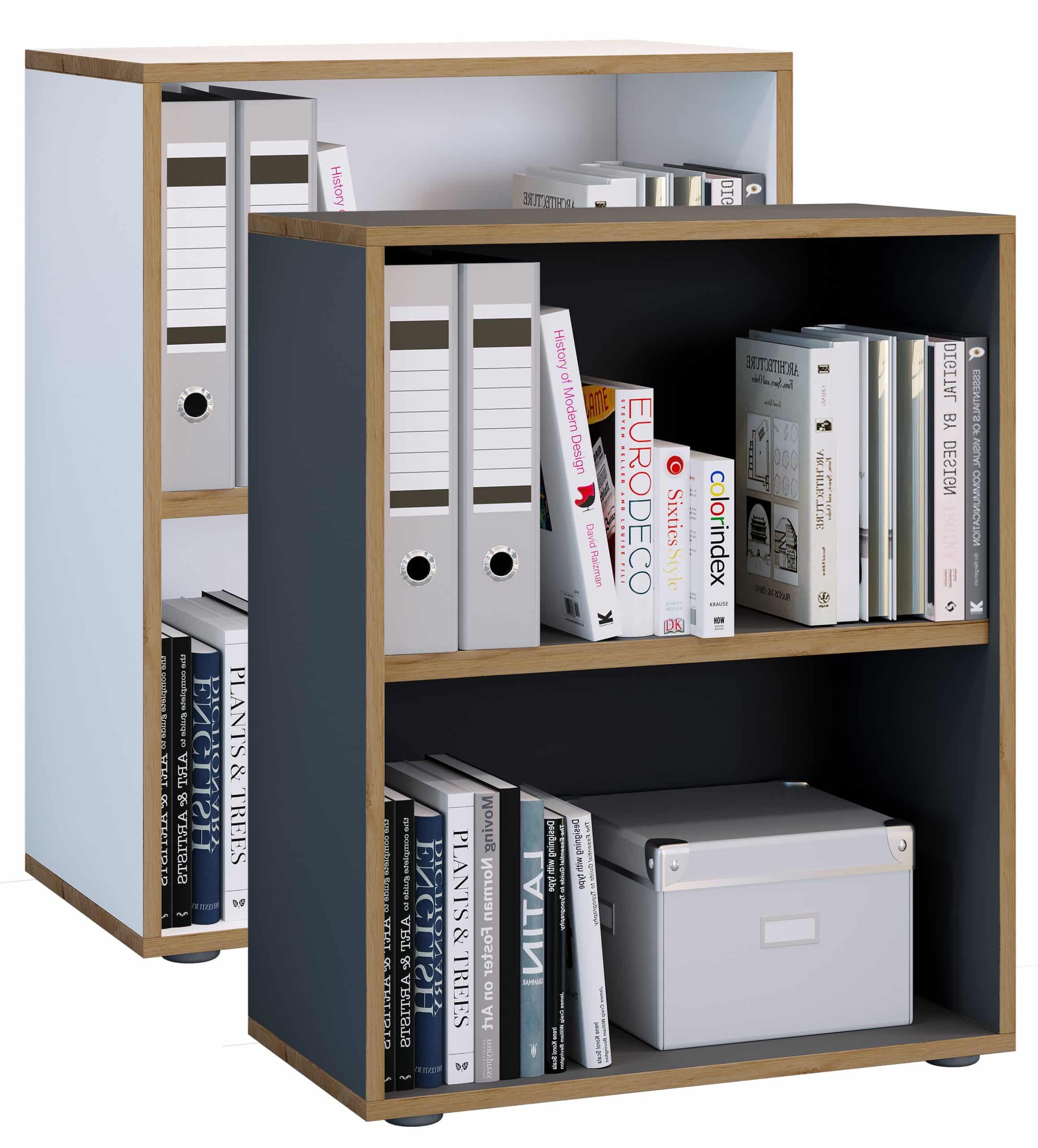 VCM Holzregal stehend   platzsparender Aktenschrank   Maße ca. H. 74 x B. 60 x T. 33 cm   Elegantes Regal   Büroregal – Salia 2fach B. 60 cm