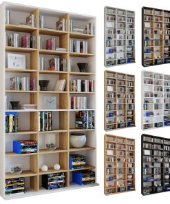VCM Holzregal stehend   platzsparender CD-Schrank für 1080 CDs oder 504 DVDs   Maße:  H. 181 x B. 102 x T. 23 cm   Elegantes DVD Regal stehend   Blu-Ray Regal   CD Regal  Megosa XL