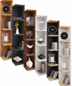 VCM Holzregal stehend   platzsparendes Regal   Maße: H. 97 x B. 15 x T. 17 cm   Elegantes Regal stehend   Aufbewahrungsregal   Bücherregal - Honsa