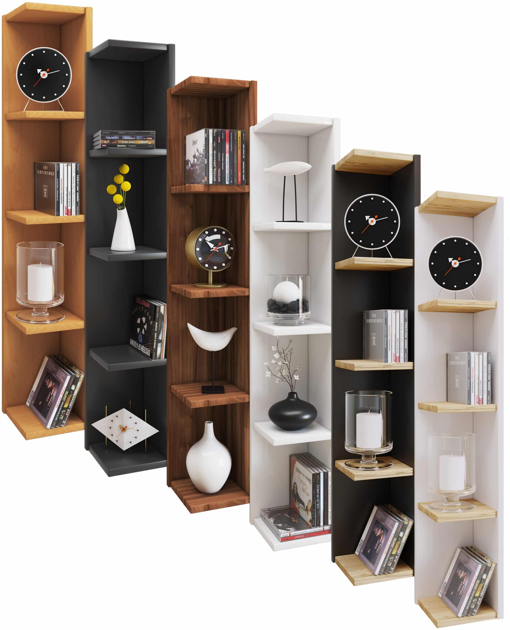 VCM Holzregal stehend   platzsparendes Regal   Maße: H. 97 x B. 15 x T. 17 cm   Elegantes Regal stehend   Aufbewahrungsregal   Bücherregal - Honsa