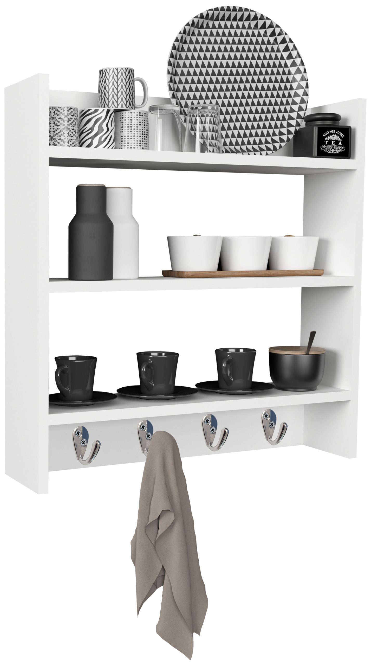 VCM Küchenregal hängend   Maße ca. H. 60 x B. 60 x T. 15 cm   Hängeregal mit drei Fächern  Wandregal   Küchenmöbel – Esilo