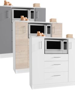 VCM Küchenschrank   Maße ca. H. 110 x B. 109 x T. 40 cm   Mikrowellenschrank mit drei Schubladen   Unterschrank schlicht   Küchenmöbel - Esilo