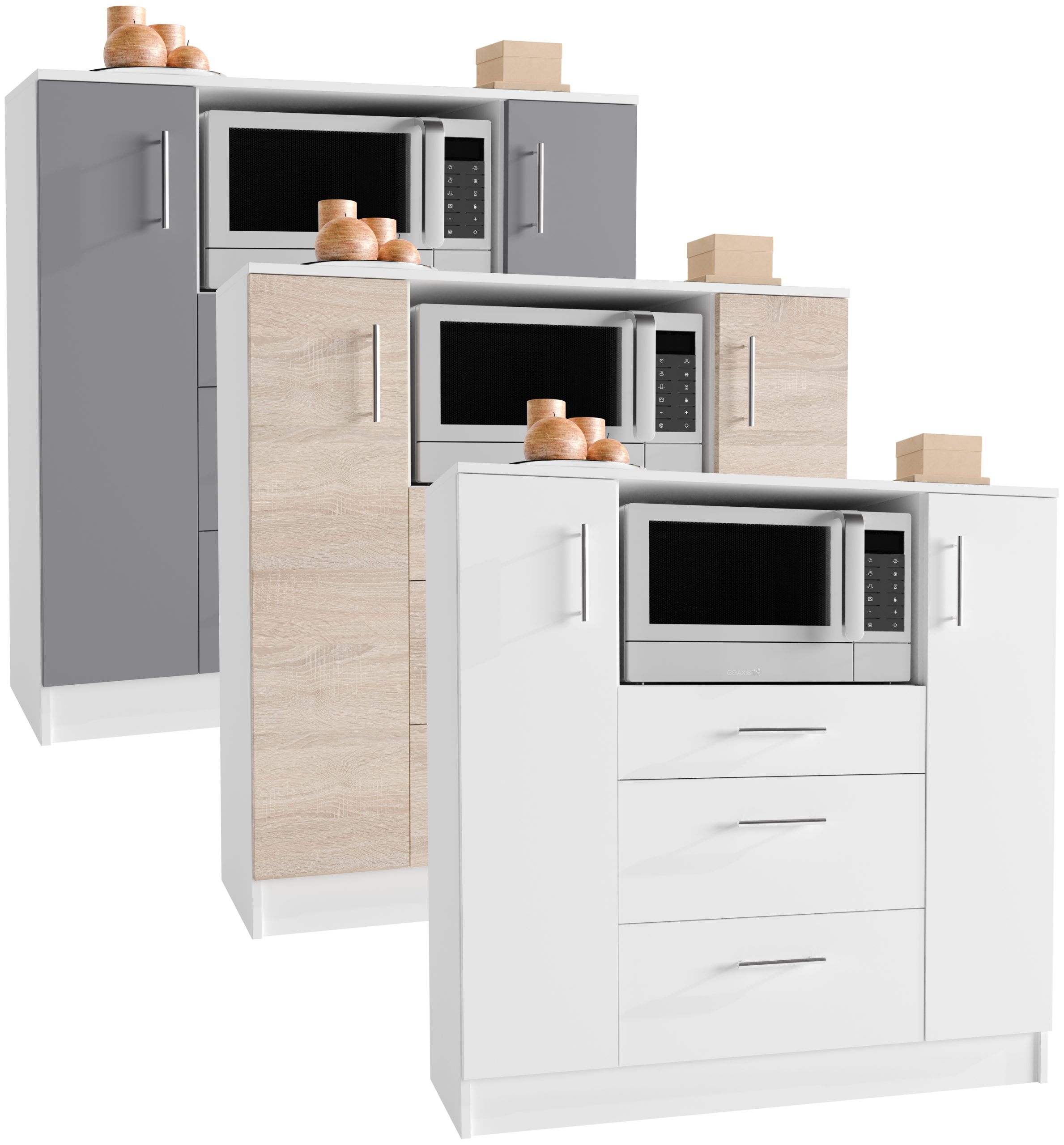 VCM Küchenschrank   Maße ca. H. 110 x B. 109 x T. 40 cm   Mikrowellenschrank mit drei Schubladen   Unterschrank schlicht   Küchenmöbel - Esilo