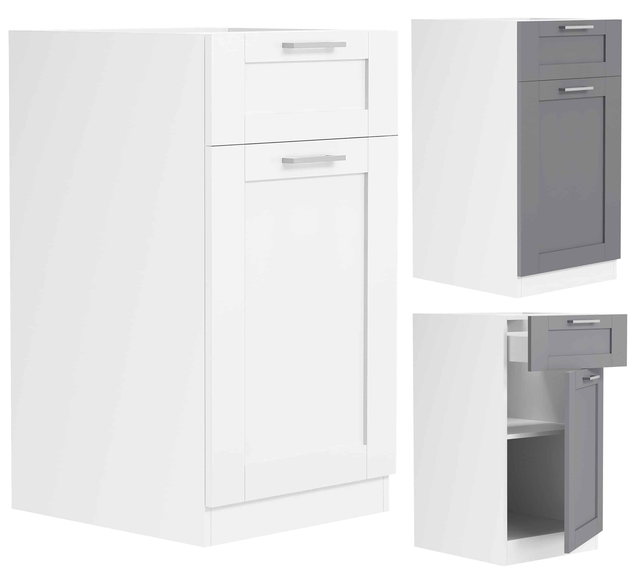 VCM Küchenschrank   Maße ca. H. 82 x B. 40 x T. 46 cm   Unterschrank mit einer Drehtüre und einer Schublade im Landhaus Stil   Küchenmöbel - Colura