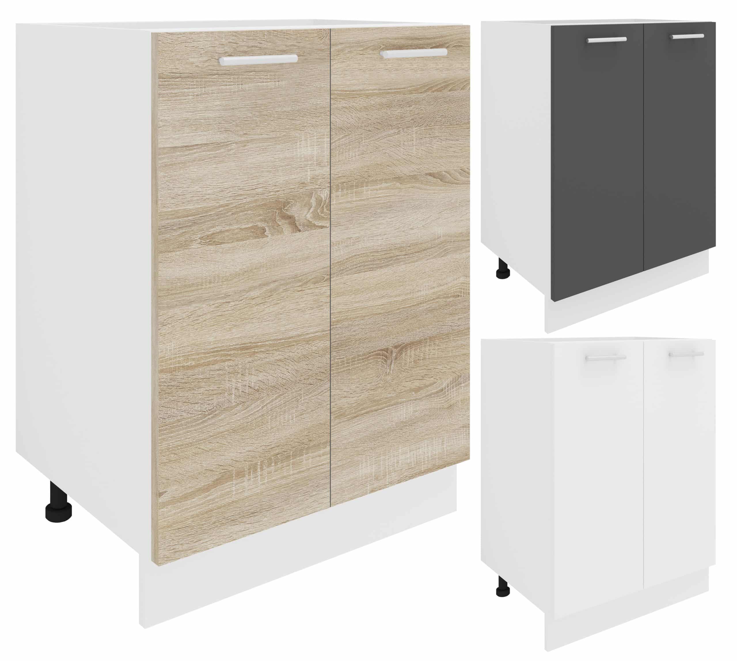 VCM Küchenschrank   Maße ca. H. 82 x B. 60 x. T. 46 cm   Unterschrank mit zwei Drehtüren   Küchenmöbel - Esilo