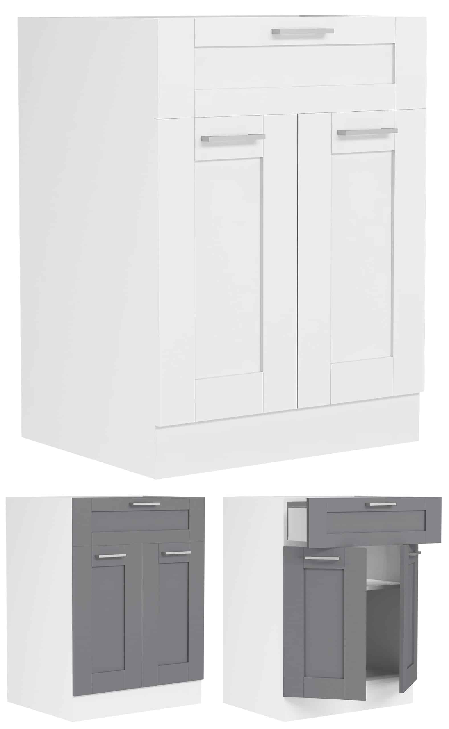 VCM Küchenschrank   Maße ca. H. 82 x B. 60 x. T. 46 cm   Unterschrank mit zwei Drehtüren und einer Schublade im Landhaus Stil   Küchenmöbel - Colura