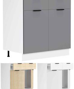 VCM Küchenschrank   Maße ca. H. 82 x B. 80 x. T. 46 cm   Unterschrank mit zwei Drehtüren und zwei Schubladen   Küchenmöbel – Fasola