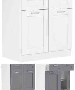 VCM Küchenschrank   Maße ca. H. 82 x B. 80 x. T. 46 cm   Unterschrank mit zwei Drehtüren und zwei Schubladen im Landhaus Stil   Küchenmöbel – Colura