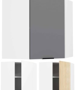 VCM Küchenschrank hängend   Maße ca. H. 60 x B. 57 x T. 57 cm   Eckschrank   Hängeschrank mit zwei Fächern   Küchenmöbel - Fasola