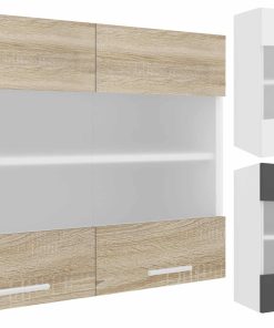 VCM Küchenschrank hängend   Maße ca. H. 60 x B. 80 x T. 31 cm   Hängeschrank mit zwei Fächern   Küchenschrank mit Glas   Küchenmöbel – Esilo