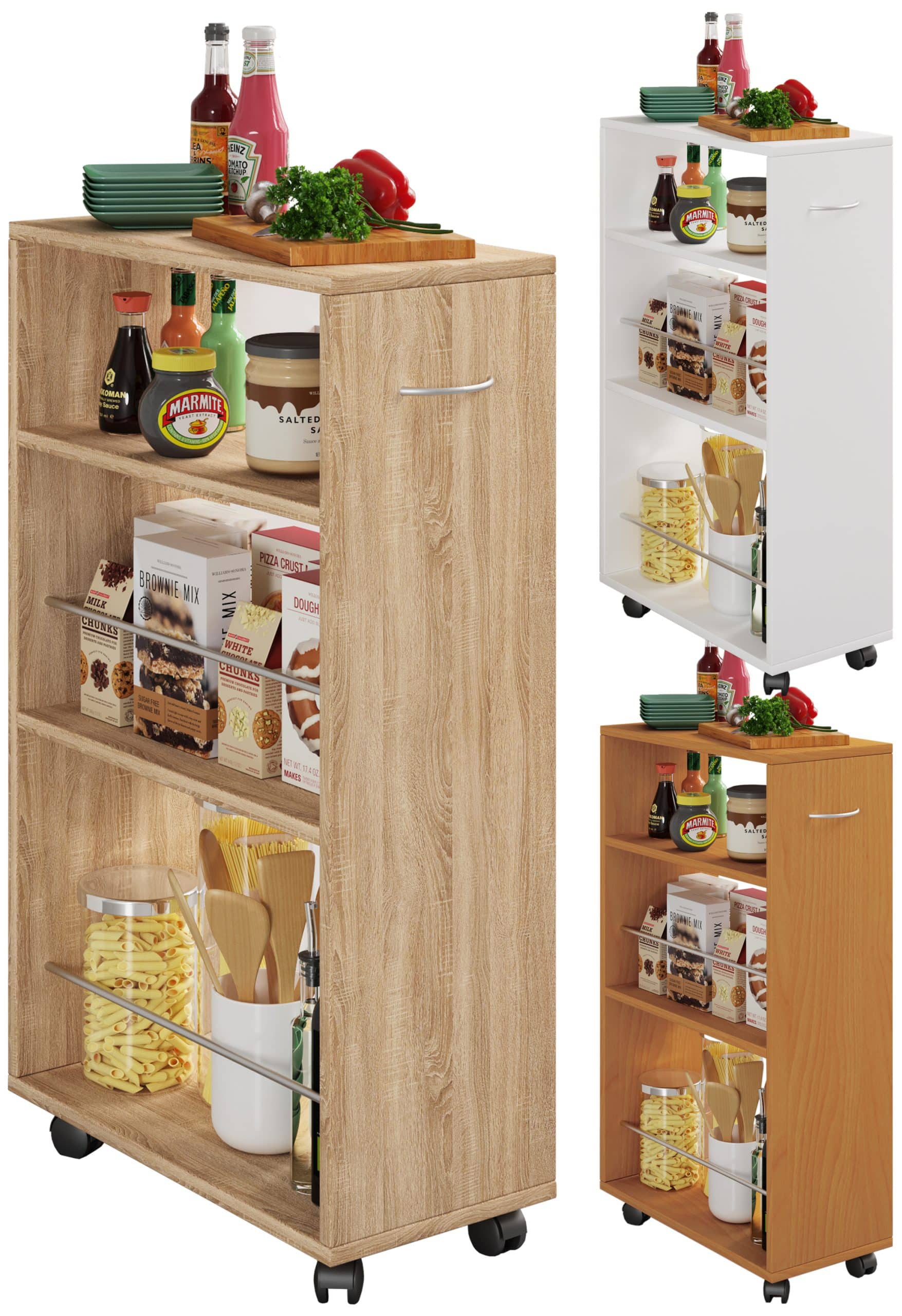 VCM Küchenwagen   Rollwagen   Maße Küchenregal ca. H. 85 x B. 25 x T. 50 cm   ausreichend Stauraum   rollbar   Servierwagen - Tusal