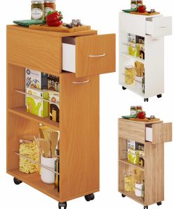 VCM Küchenwagen   Rollwagen   Maße Küchenregal ca. H. 85 x B. 25 x T. 50 cm   ausreichend Stauraum und Schublade   rollbar   Servierwagen - Tusal