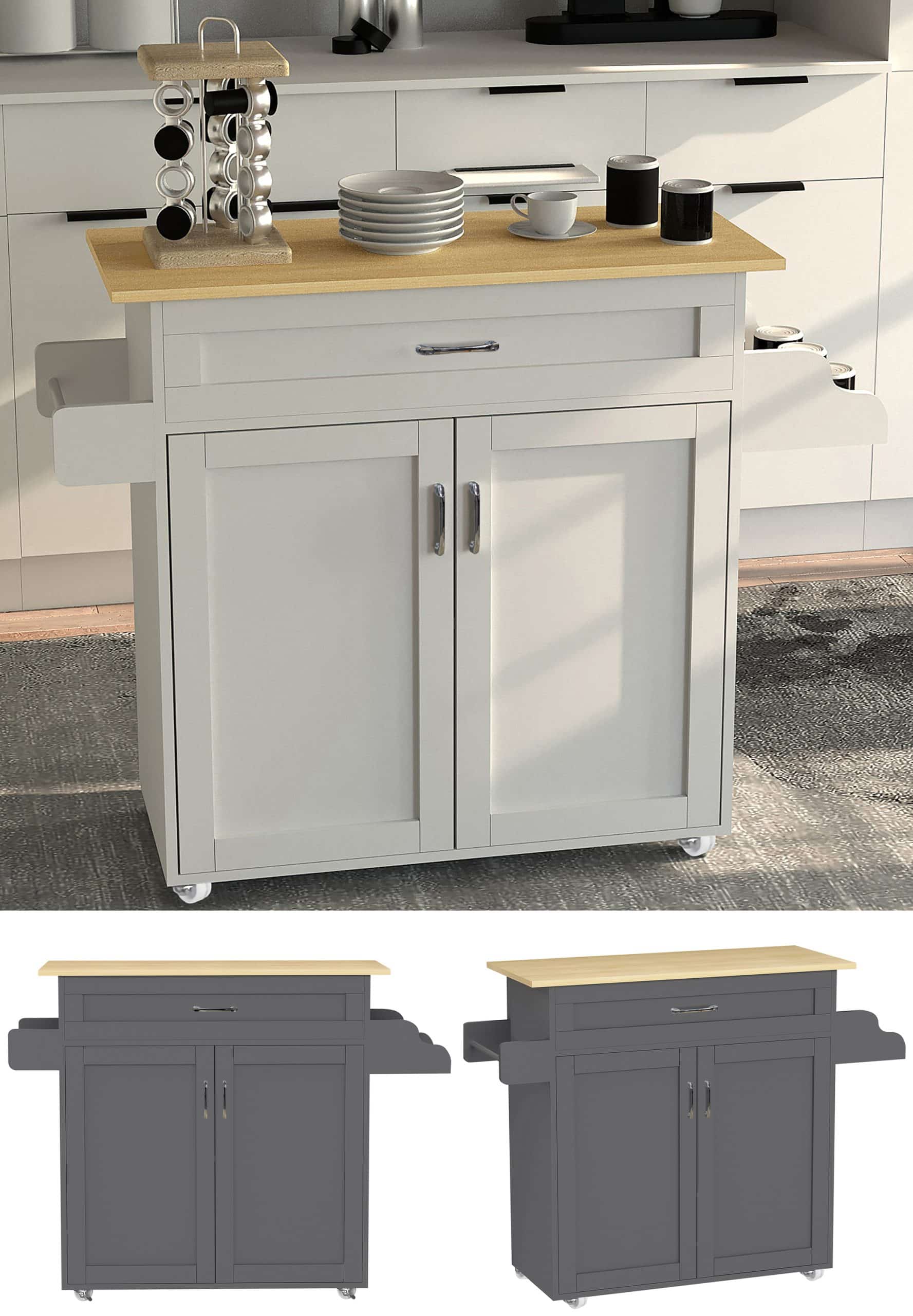 VCM Küchenwagen   Rollwagen   Maße ca. H. 89 x B. 114 x T. 39 cm   ausreichend Stauraum   rollbar   Servierwagen - Pastano