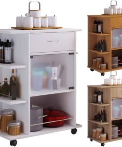 VCM Küchenwagen   Rollwagen mit Schublade und Ablage   Maße Küchenwagen ca. H. 80 x B. 65 x T. 39 cm   rollbar   Servierwagen - Pocis