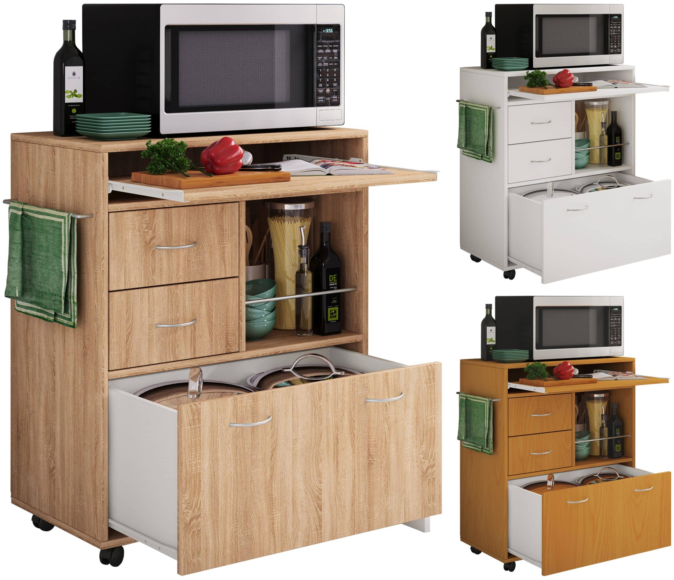 VCM Küchenwagen   Rollwagen mit Schubladen und Ablage   Maße Rollwagen ca. H. 86 x B. 70 x T. 40 cm   rollbar   Servierwagen Kicha