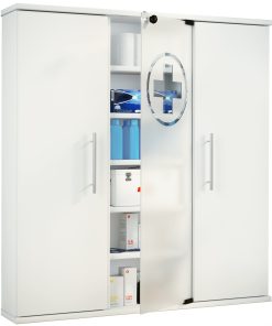 VCM Medizinschrank   Maße ca. 92 x B. 88 x T. 18 cm   Apothekerschrank abschließbar mit drei Drehtüren   stehend   Arzneischrank - Santila