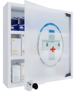 VCM Medizinschrank   Maße ca. H. 40 x B. 32 x T. 10 cm   Apothekerschrank abschließbar   hängend   Arzneischrank - Hustila S