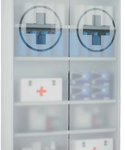 VCM Medizinschrank   Maße ca. H. 91 x B. 60 x T. 17 cm   Apothekerschrank abschließbar mit zwei Drehtüren   Arzneischrank - Honula