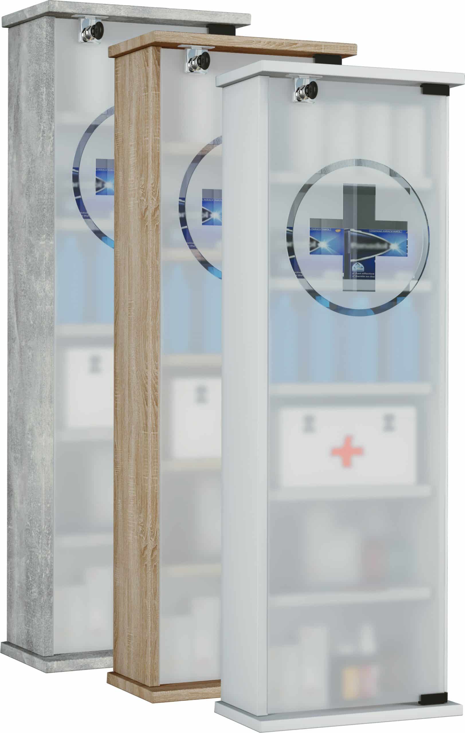 VCM Medizinschrank   Maße ca. H. 92 x B. 31 x T. 18 cm   Apothekerschrank abschließbar   Arzneischrank - Gusal