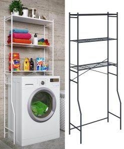 VCM Metall Überbauregal für Waschmaschinen   Platzsparendes Waschmaschinenregal   Maße: H. 160 x B. 68 x T.25 cm – Tubas M