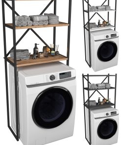 VCM Metall Überbauschrank   Waschmaschine   Maße: H. 160 x B. 66 x T. 34 cm   3 Ablagen aus Holz - Insasi