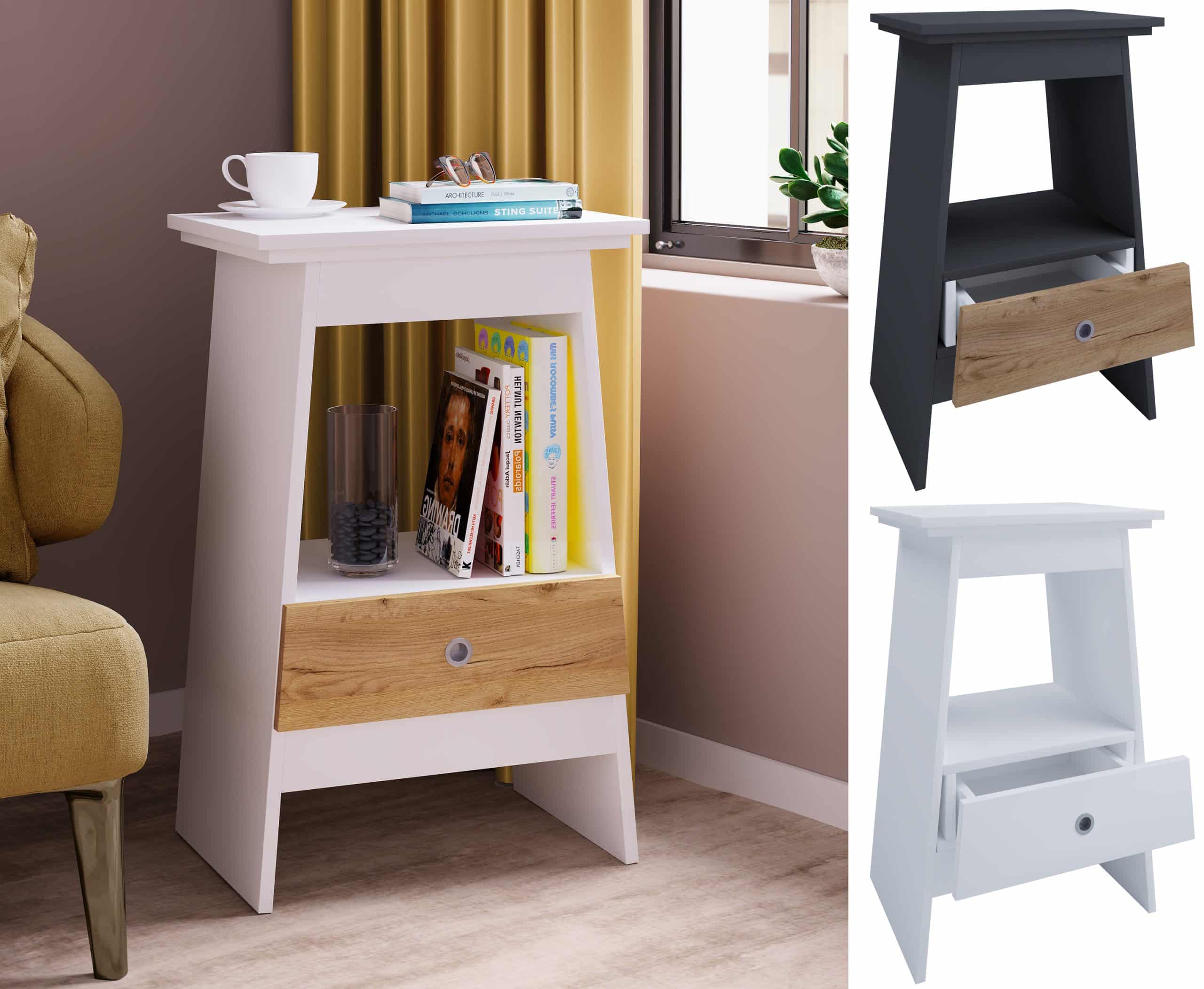 VCM Nachtschrank   Beistelltisch   Couchtisch  Nachttisch Wohnzimmertisch  Kaffeetisch   Maße ca. H. 73 x B. 45 x T. 35 cm - Spidali