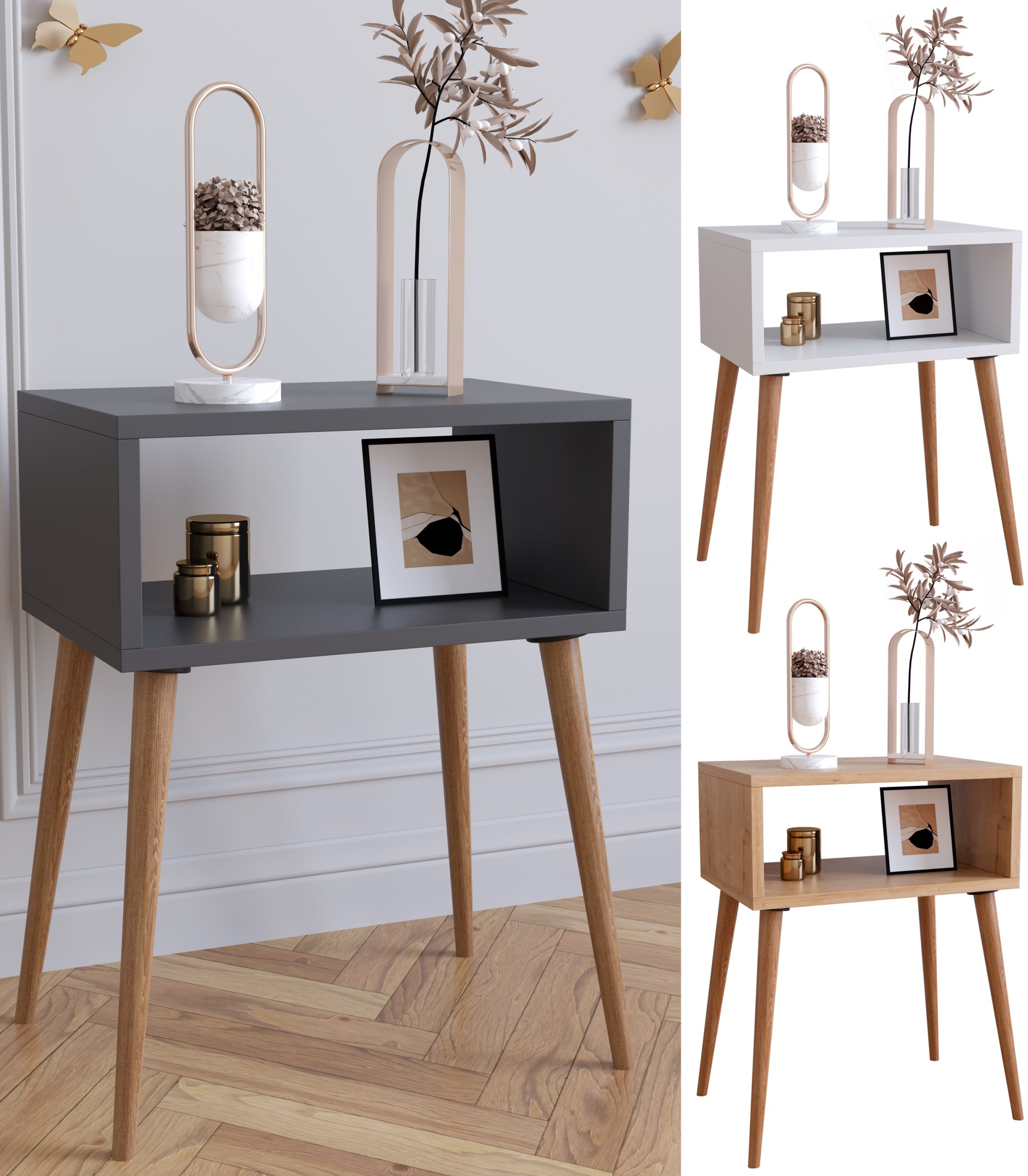 VCM Nachtschrank   Beistelltisch   Nachttisch   Maße ca. H. 60 x B. 45 x T. 30 cm - Singol M