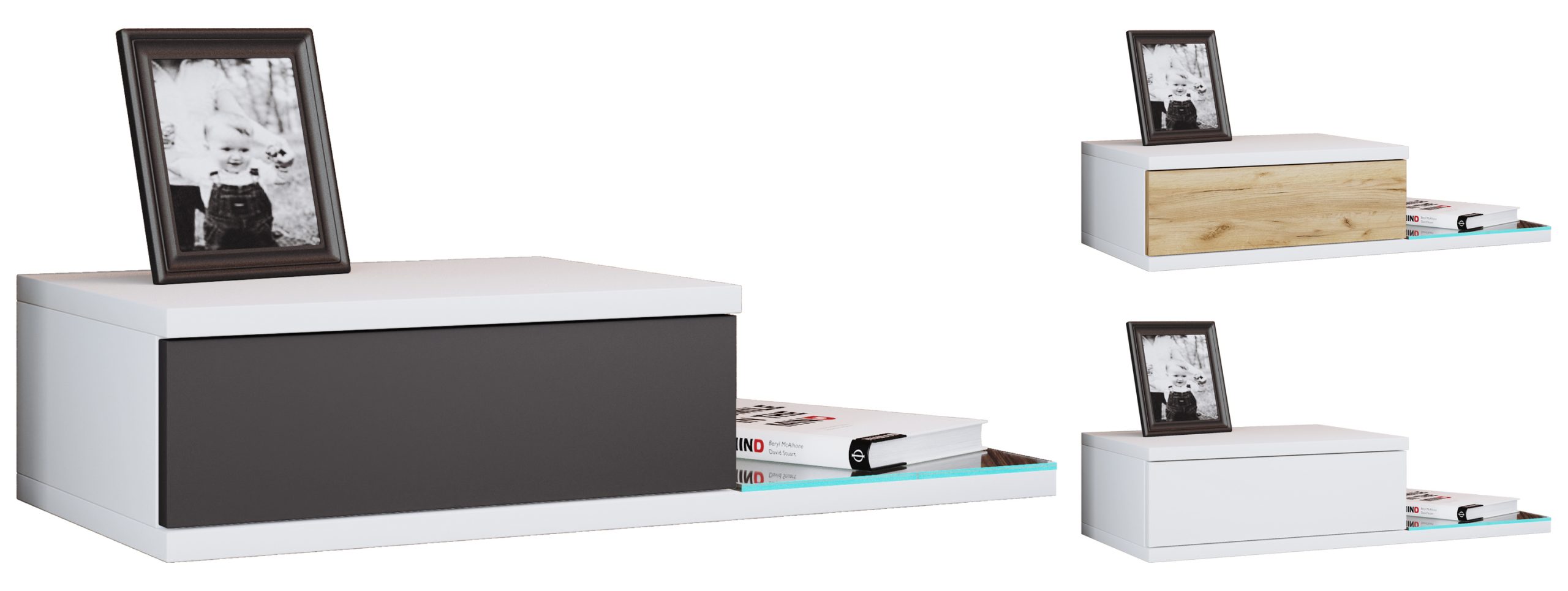 VCM Nachtschrank   Wandschublade   Wandboard   Nachttisch   Maße ca. H. 15 x B. 65 x T. 30 cm - Konsila L