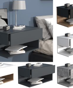 VCM Nachtschrank   Wandschublade   Wandboard   Nachttisch  Maße ca. H. 30 x B. 60 x T. 32 cm - Usal XL 60 cm
