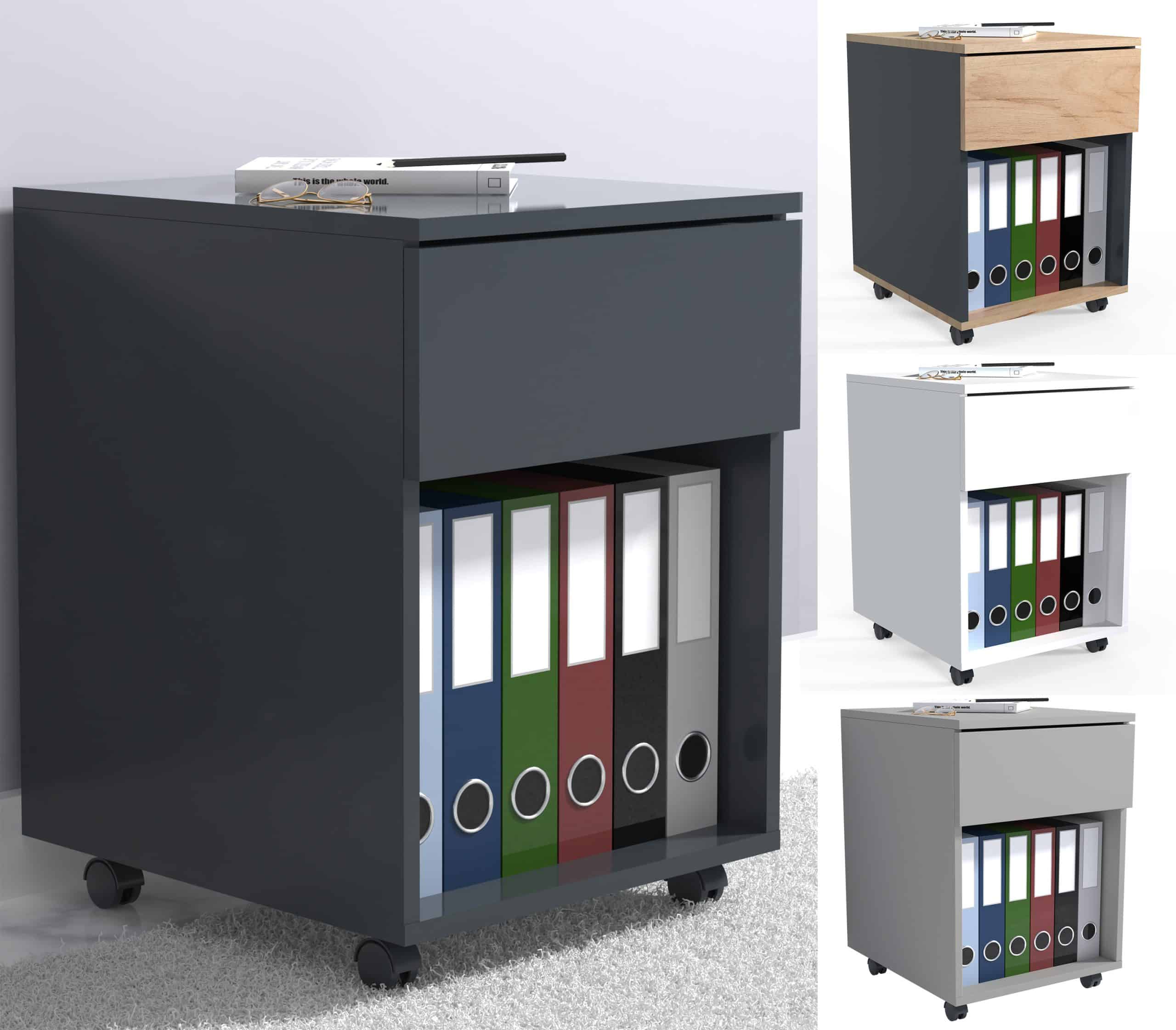 VCM Rollcontainer   Beistellcontainer mit Schubladen   Maße ca. H. 55 x B. 39 x T. 45 cm   Bürocontainer - Dalosa 1 Schublade