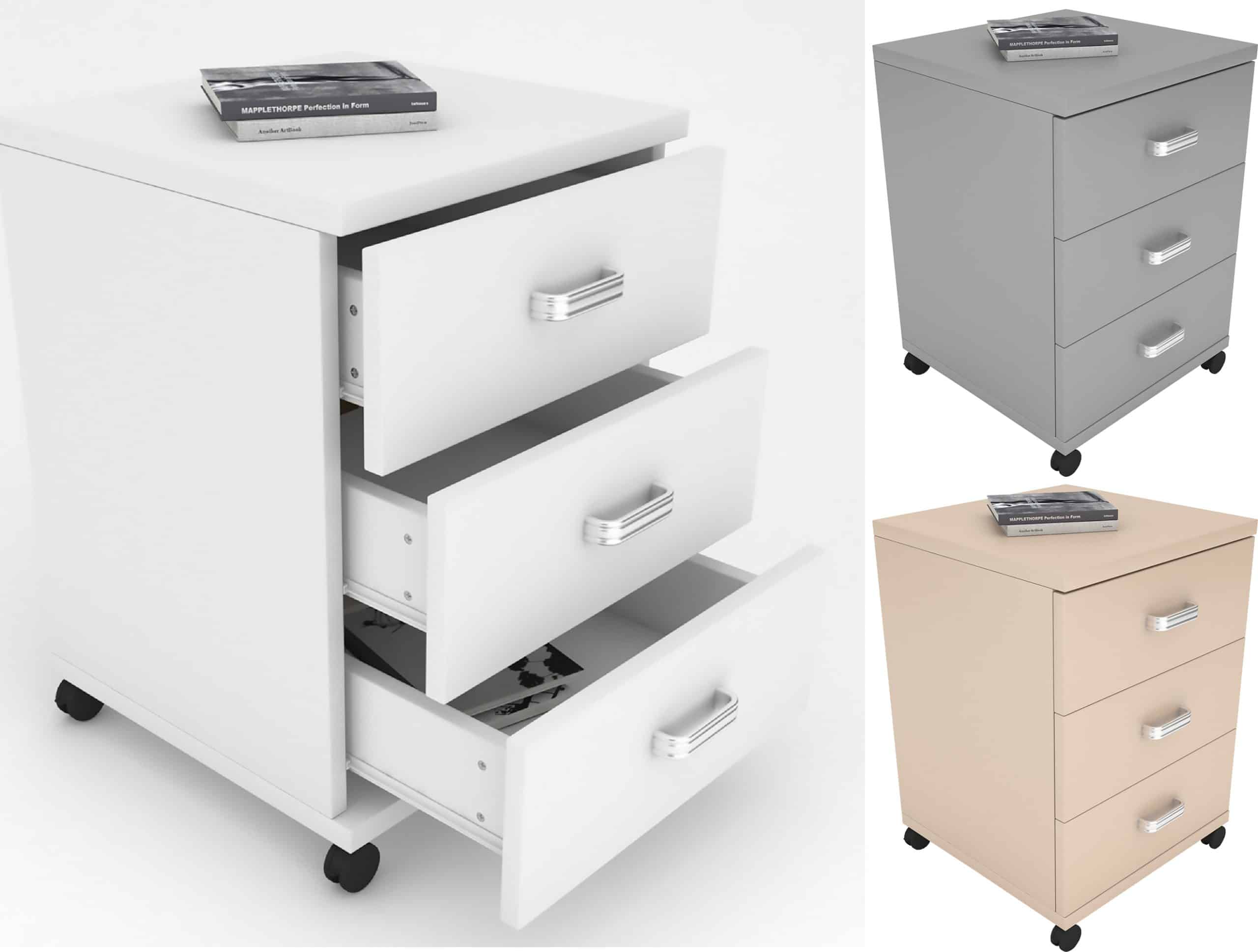 VCM Rollcontainer   Beistellcontainer mit Schubladen   Maße ca. H. 58 x B. 45 x T. 44 cm   Bürocontainer – Tobila