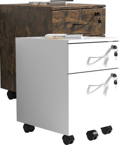 VCM Rollcontainer   Beistellcontainer mit zwei Schubladen   Maße ca. H. 55 x B. 40 x T. 44 cm   Bürocontainer abschließbar - Baula M