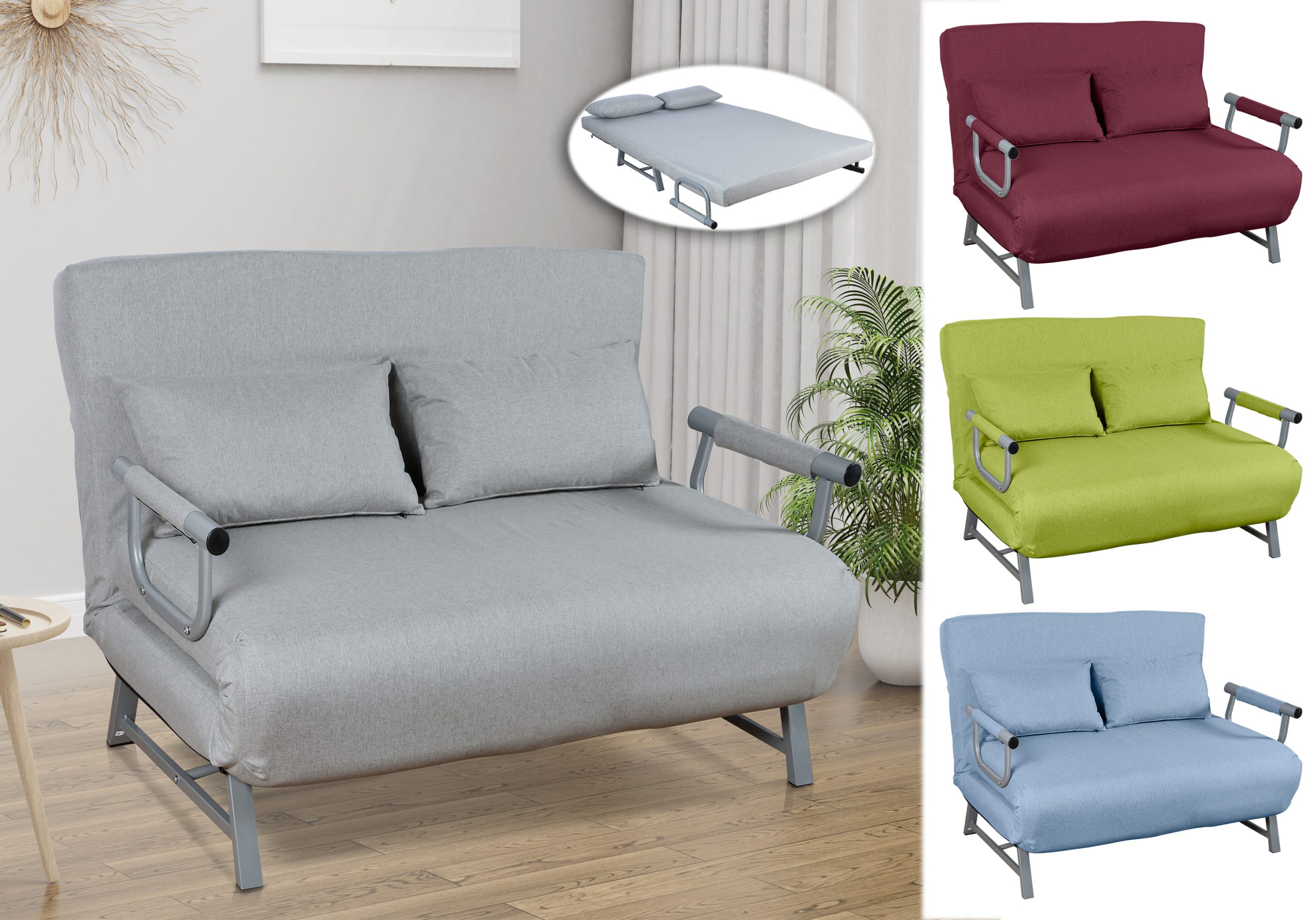 VCM Schlafsofa   Polyester-Stoff   Maße H. 95 x B. 127 x T. 78 cm   Sofa mit Schlaffunktion   Schlafsofa - Kolino