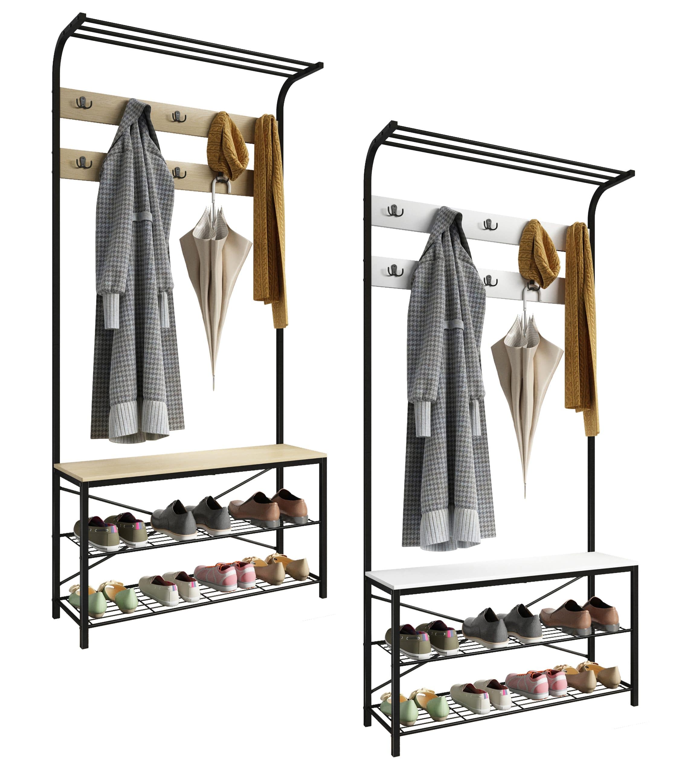 VCM Schuhregal   Maße ca. H. 190 x B. 90 x T. 30 cm   Kleiderständer im Industrie Style Design   Garderobe - Taliro