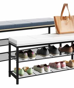 VCM Schuhregal   Maße ca. H. 48 x B. 90 x T. 30 cm   Sitzbank im Industrie Style Design   Schuhbank - Taliro