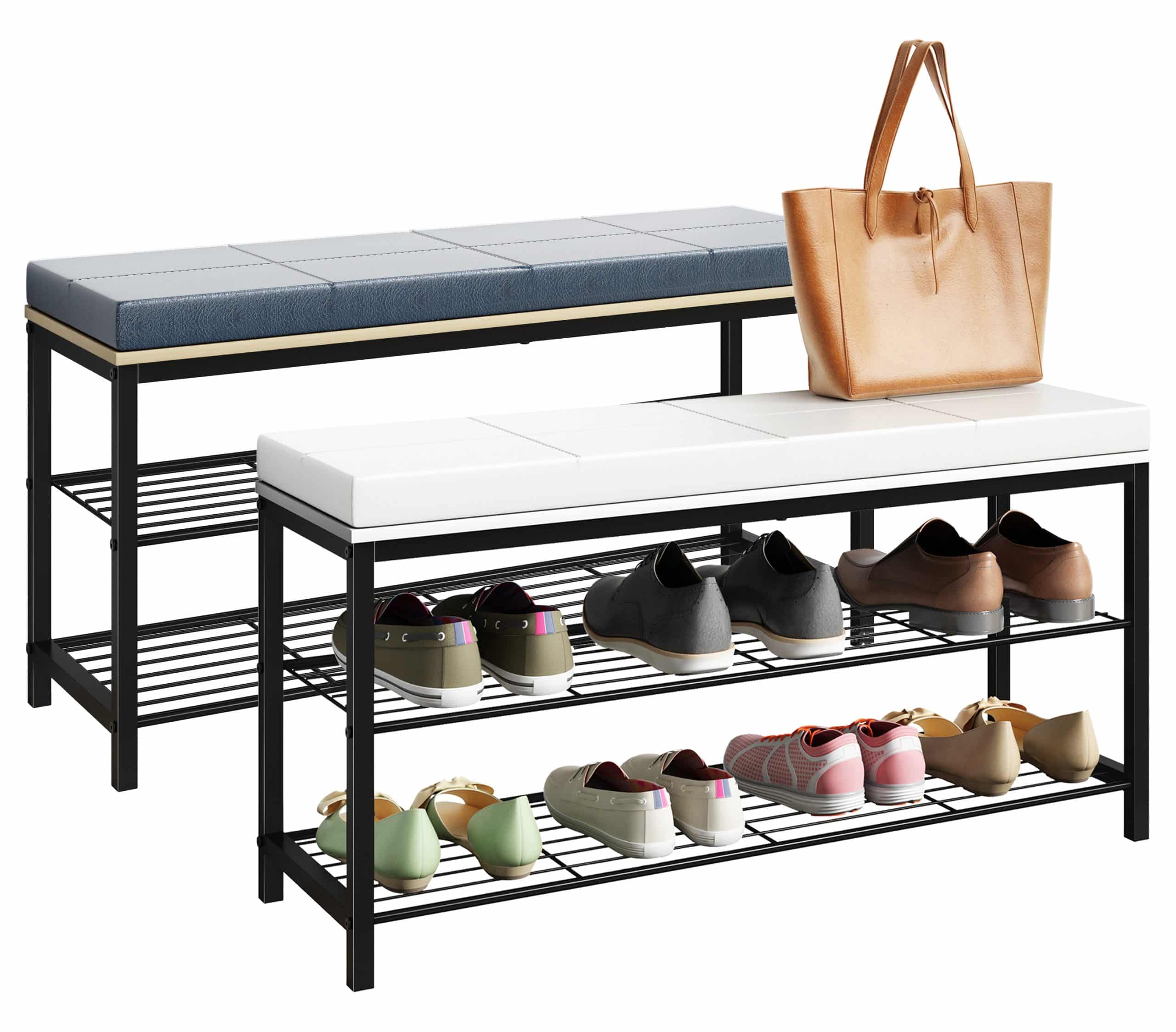 VCM Schuhregal   Maße ca. H. 48 x B. 90 x T. 30 cm   Sitzbank im Industrie Style Design   Schuhbank - Taliro