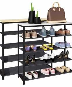 VCM Schuhregal   Maße ca. H. 87 x B. 90 x T. 30 cm   Schuhablage im Industrie Style Design   Regal mit 4 Fächern - Taliro