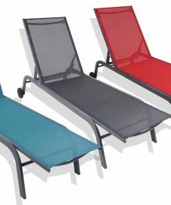 VCM Sonnenliege rollbar   Maße ca. L. 192 x H. 32 x B. 58 cm   Liegestuhl mit verstellbarer Rückenlehne   Strandliege - Sonlas 192x58