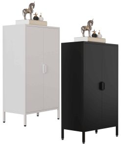 VCM Stahl Kommode   Sideboard mit Drehtüren   Maße ca. H. 110 x B. 60 x T. 35 cm - Flokas M