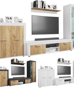 VCM TV Möbel   4-tlg. Wohnwand mit ausreichend Stauraum   Fernsehschrank   Anbauwand – Usilo XL