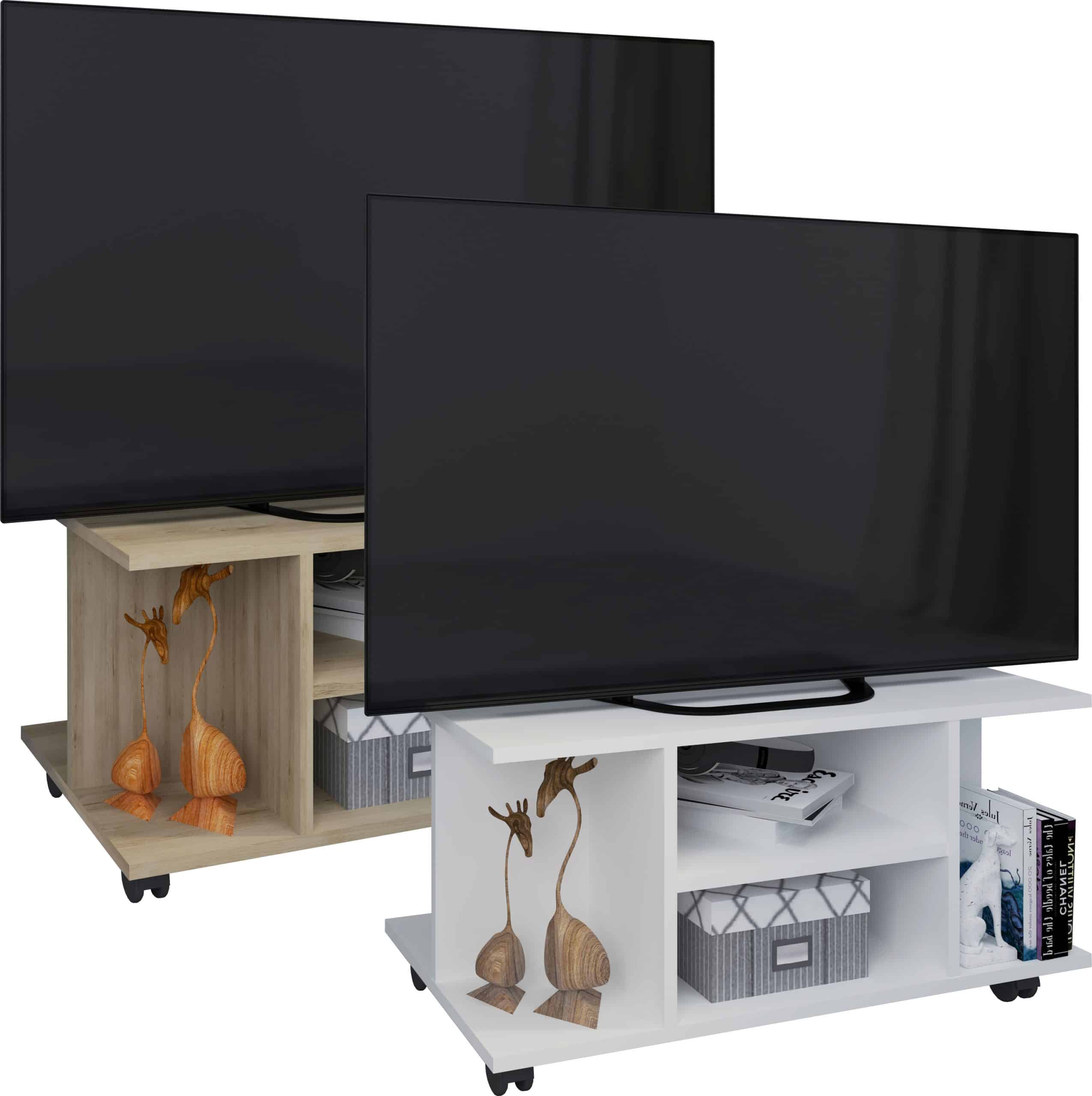 VCM TV Möbel   Lowboard   Fernsehregal mit Rollen   Maße H. 40 x B. 80 x T. 40 cm   Fernseh Möbel - Findalo