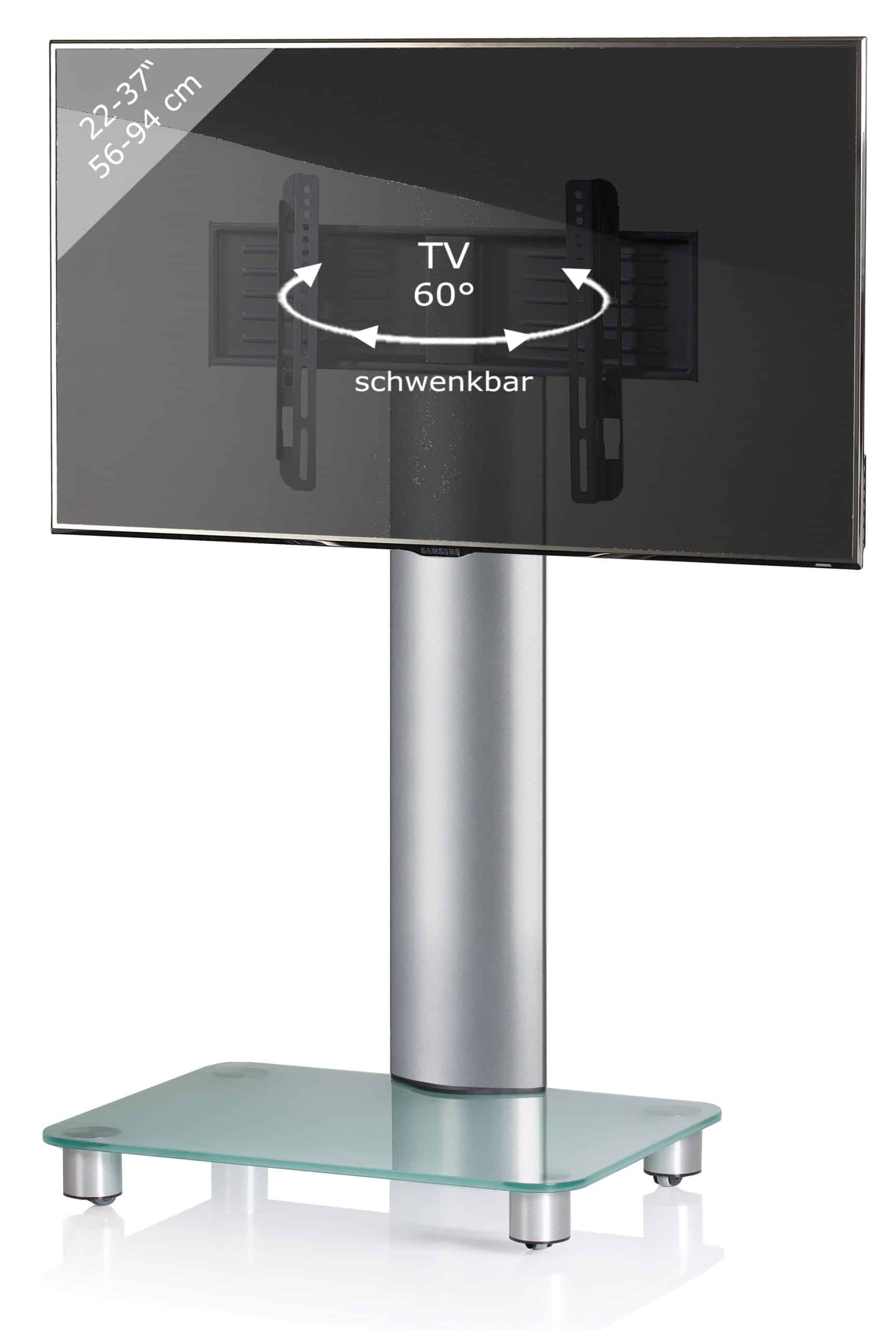 VCM TV Standfuß 26-40 Zoll   VESA max. 600x400 bis 30 kg   Fernseh Ständer aus Alu   TV Bodenständer mit Rollen   Maße ca. H. 100 x B. 60 x T 44 cm    Fernsehstand Bilano