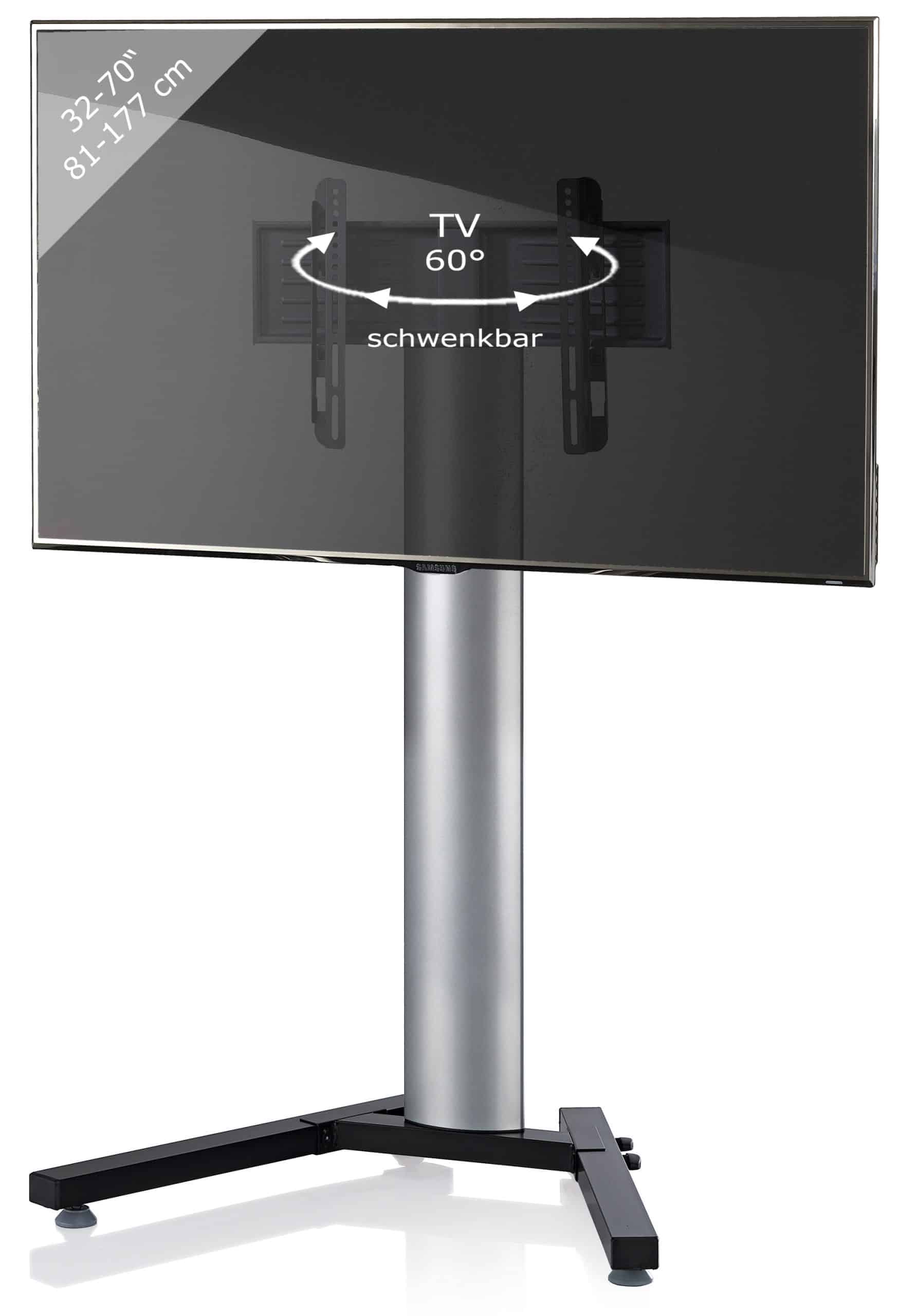 VCM TV Standfuß 26-70 Zoll   VESA bis max. 600x400   Fernseh Ständer aus Alu   TV Ständer Maße ca. H. 125 x B. 90 x T. 72 cm   Fernsehstand Stadino Mini