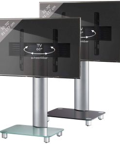 VCM TV Standfuß 32-70 Zoll   VESA max. 600x400   Fernseh Ständer aus Alu und Glas   TV Ständer Maße ca. H. 100 x B. 60 x T. x 44 cm   Fernsehstand Tosal