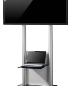 VCM TV Standfuß aufgebaut   32-70 Zoll  bis 45 kg   VESA max. 600x400   Fernsehwagen Ständer Alu   TV Bodenständer Maße ca. H. 177 x B. 70 x T. 65   Rollwagen mit Fachboden   Fernsehstand Monte Visolo 2